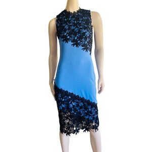 Venus Blue with Black Lace Detail Midi Dress Sz 6-8​​​